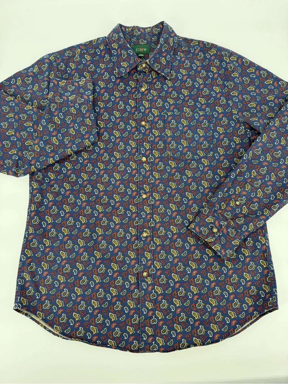 J.Crew Paisley Print Button Front Shirt Indie Boho Casual Cotton Pocket Medium